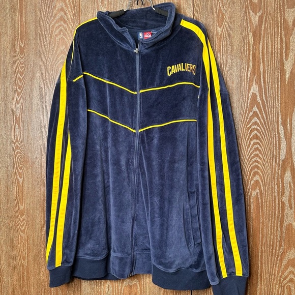 Vintage Y2K 2000s Cleveland Cavaliers Full Zip Velour Jacket Size 4XL NBA Navy